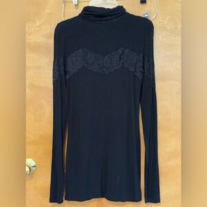 Free people black turtleneck lace dress top xs